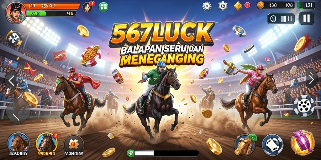 Tangkapan layar gameplay seru 567LUCK dengan mobil cepat.