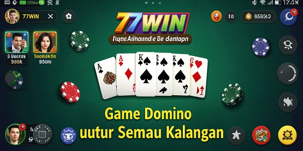 Screenshot gameplay 77WIN yang menunjukkan aksi domino yang menegangkan.
