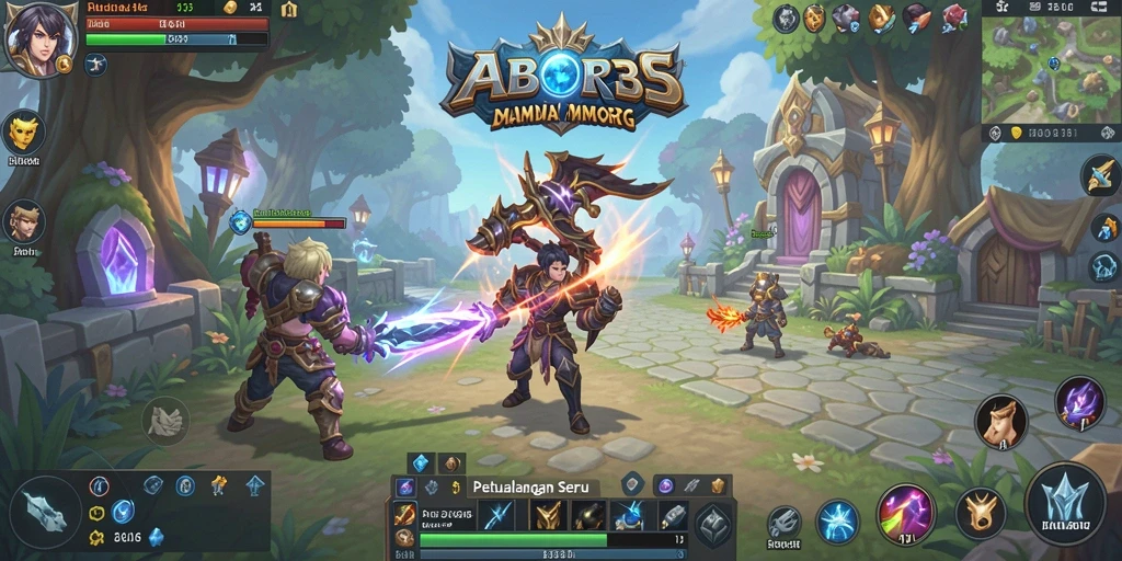 Screenshot menunjukkan aksi seru dalam gameplay MMORPG ABC33.