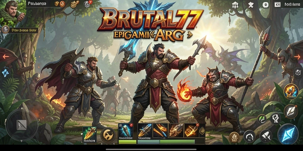 Tangkapan layar gameplay BRUTAL77 menunjukkan aksi pertempuran yang mendebarkan.