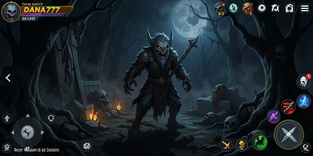 Gameplay DANA777 yang penuh ketegangan dan kegelapan.