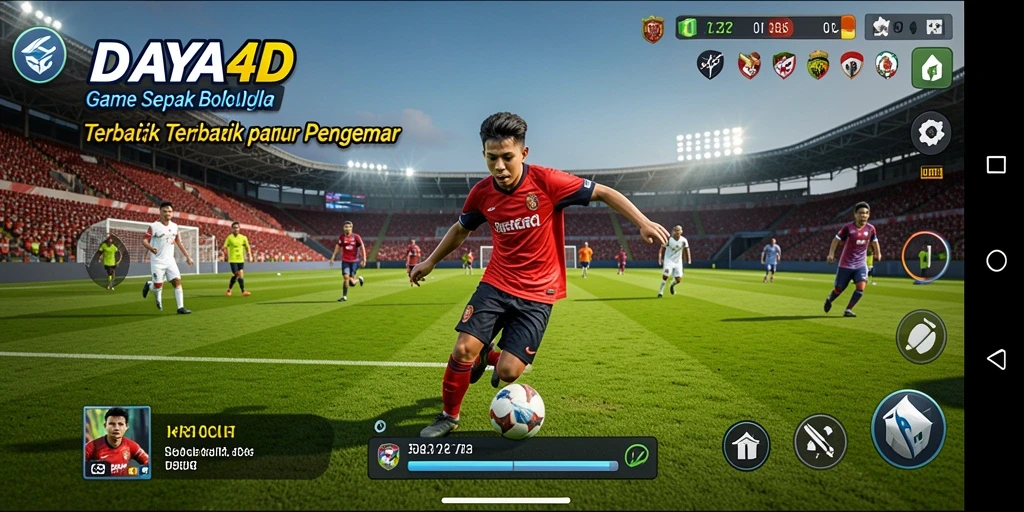 Tangkapan layar permainan DAYA4D dengan aksi permainan sepak bola yang intens.