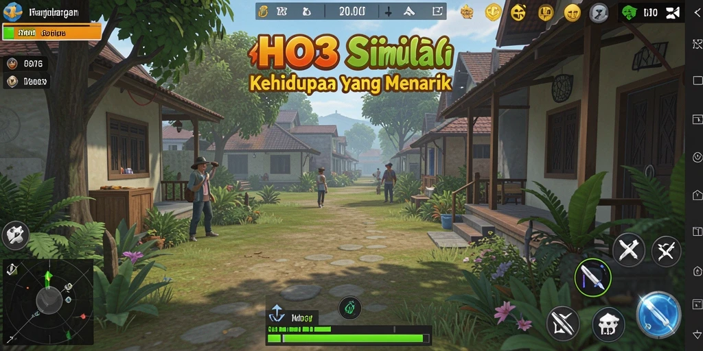 Tangkapan layar gameplay HO3 yang menunjukkan dunia simulasi yang dinamis.