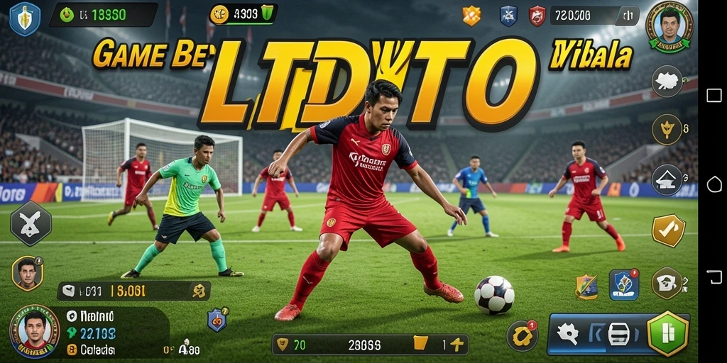Screenshot gameplay LTDTOTO yang menunjukkan aksi seru di lapangan sepak bola.