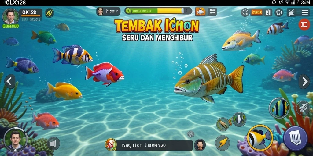 Tampilan gameplay seru saat menembak ikan di OLX128.