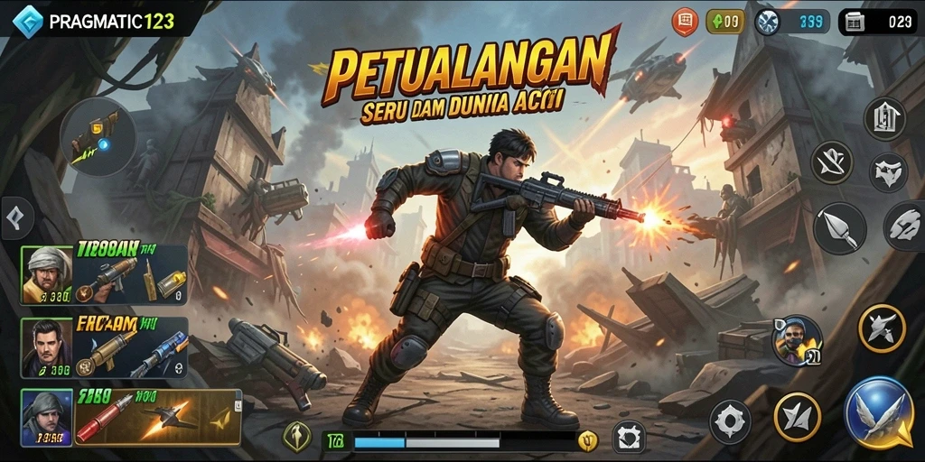 Tangkapan layar utama PRAGMATIC123 menampilkan aksi pertempuran yang intens.
