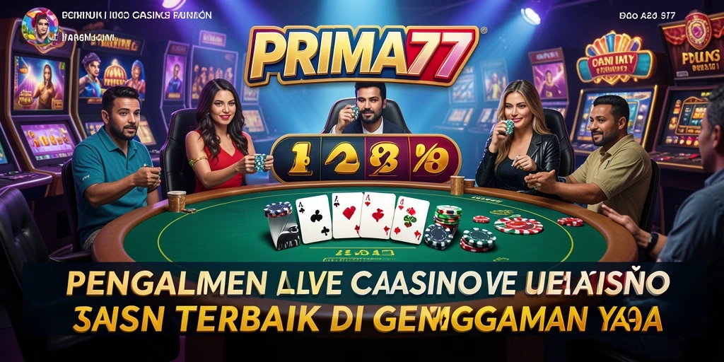 Tampilan screenshot utama PRIMA77 yang menunjukkan dealer langsung dan suasana permainan.