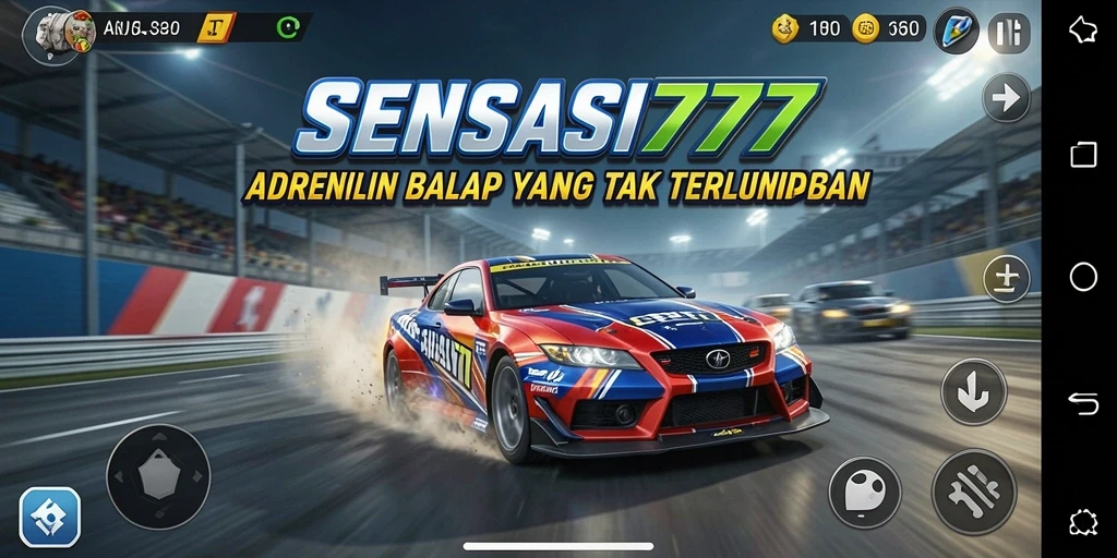 Tampilan gameplay seru dari balapan SENSASI777 yang cepat.